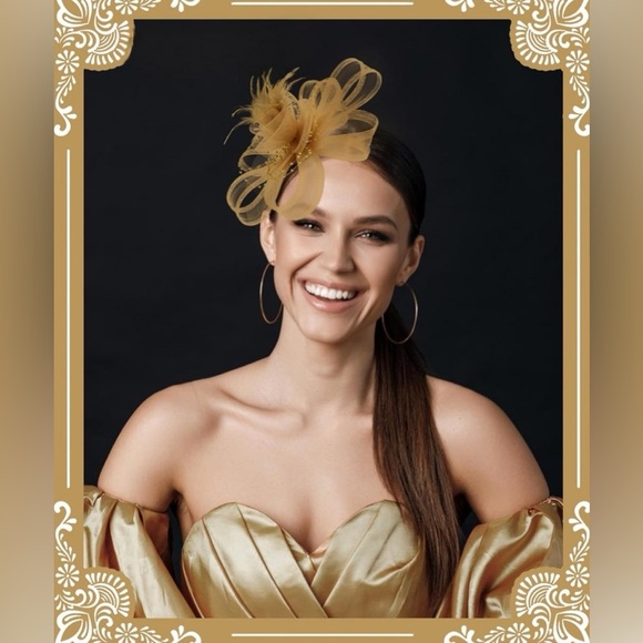 Fascinators Hat Women Tea Party Headband Flower Cocktail Mesh One Size Yellow - Picture 7 of 8